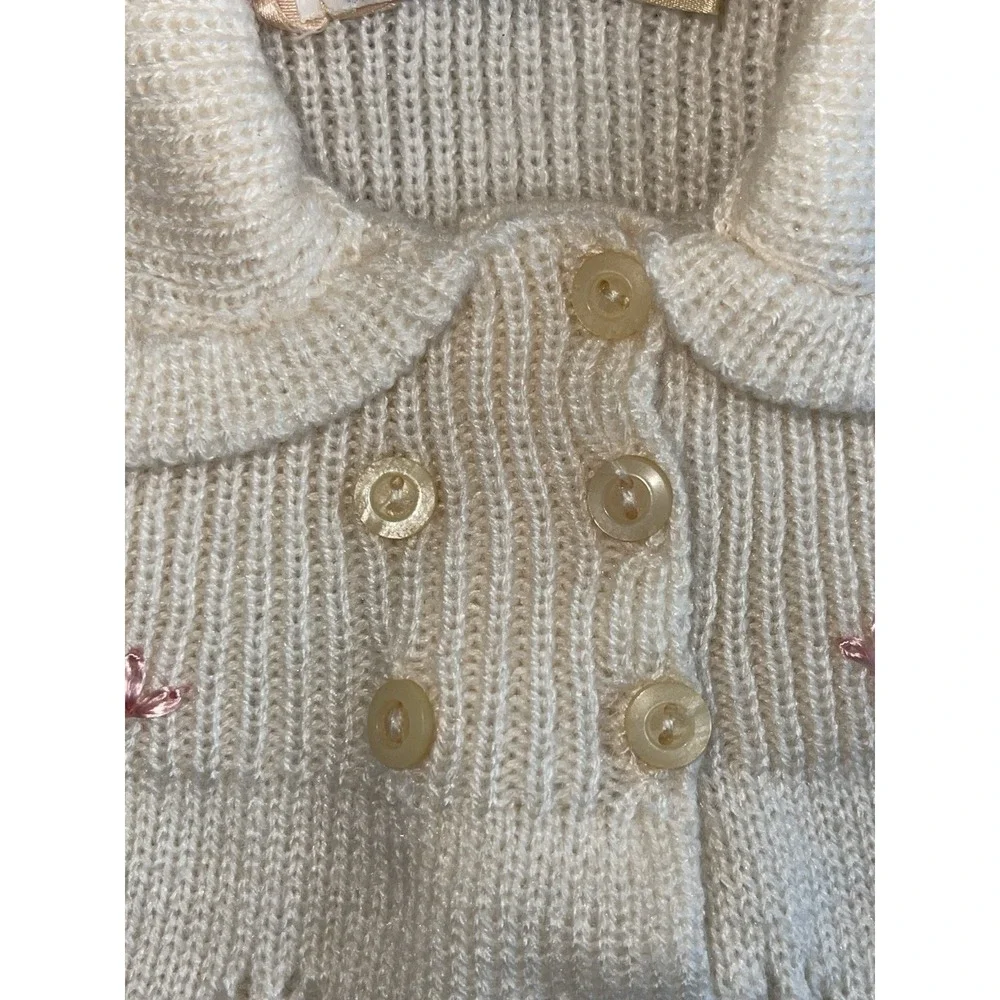 Vintage Neiman Marcus Made In Spain Knit/crochet Baby Dress, Sweater & Bonnet‎